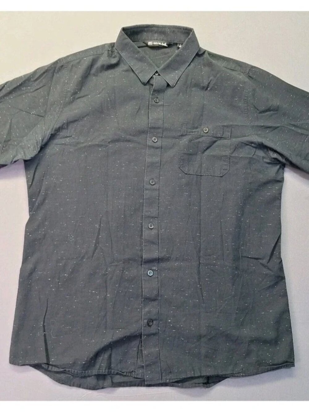 Travis Mathew Shirt Mens Large Black White Stars Short Sleeve Button